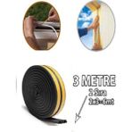 Mikasso Siyah 6 Metre (3x2=6 Mt) Pvc Kapı Pencere Soğuk Geçirmez Sızdırmaz Fitil Yapışkanlı