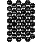Mikasso Siyah 78 Adet Yuvarlak Baharat Bakliyat Kavanoz Etiketi-4 cm x 4 cm Sticker Kağıt