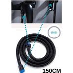Mikasso Siyah Duş Hortumu Duş Spirali 150CM Boru Çapı 1/2 Banyo Hortumu Siyah Çelik