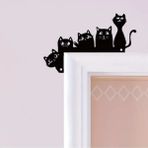 Mikasso Siyah Kedi Silüeti Ahşap Kapı Köşe Dekorasyonu , Oturma Odası Veya Giriş Için Ideal, Sağ Köşe Ahşap - Çok Renkli