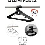 Mikasso Siyah Plastik Elbise Kıyafet Askısı 24 Adet Plastik Elbise Askısı Siyah Vıp Plastik Siyah Tr