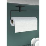 Mikasso Siyah Rulo Havluluk Peçetelik Yapışkanlı Pratik Banyo Mutfak Askısı Siyah Metal