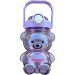 Mikasso Smile Ayıcıklı Şeffaf Renkli 800 ml Matara Su Şişesi Mor Plastik