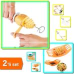 Mikasso Spiral Patates Dilimleyici & Patates Cips Aparatı 2’li Mutfak Seti H9T5WL (P5) Plastik