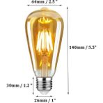 Mikasso ST64 6W E27 Rustik Sarı Işık LED Ampul 2'li Paket