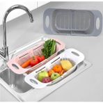 Mikasso Sürgülü Ayarlanabilir Pratik Lavabo Süzgeci, Ayarlı Evye, Meyve Sebze Salata Yıkama Süzgeci 3 Renk P