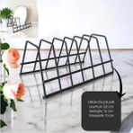 Mikasso Tabaklık Rafı- Tencere Kapak Düzenleyici-Tabak Kurutmalık -6 Bölmeli Antrasit Stand Metal 22 x 12 gr