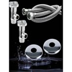 Mikasso Taharet Musluk Seti | 2’li Ara Musluk + 2’li Spiral Hortum + 2’li Rozet – Sızdırmaz & Dayanıklı ✅