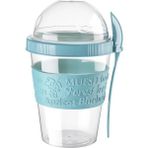 Mikasso Take'n Go 600 ml Kapaklı ve Kaşıklı Yoğurt Kabı & Beslenme Kabı & Lunch Box Plastik Turkuaz