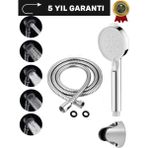 Mikasso Turbo Fan 5 Fonksiyonlu Su Tasarruflu Duş Başlığı Turbo El Duşu + 150 cm Lüks Duş Hortumu Duş Seti G