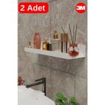 Mikasso Ultra Güçlü 3m Yapışkanlı Beyaz Çok Amaçlı Banyo Düzenleyici Organizer Raf Banyo Askı 2 Adet Mt96bd