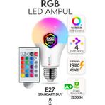 Mikasso Uzaktan Kumandalı Renk Değiştiren Ampul Rgb 9W Beyaz Dahil 16 Renkli Akıllı Smart Renkli Gece Lamba - Çok Renkli