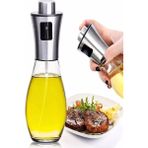 Mikasso Yağ Sirke Püskürtücü Cam Sprey Yağdanlık Şişe Yağlık ve Limon Püskürtme Şişesi 200 ml Gümüş