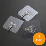 Mikasso Yapışkanlı Metal Kancalı Duvar Askısı 5'li Banyo Mutfak Kapı Arkası Askılık Banyo Düzenleyici Plasti