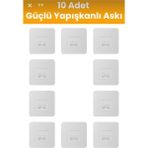 Mikasso Yedek 10 Adet Yapışkanlı Sticker Kendinden Yapışkanlı Kancalı Yapışkan Banyo Rafı Su Geçirmez Askı G