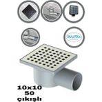 Mikasso Yer Süzgeci Sifonu Üstü Paslanmaz 10X10 Q50 Yandan Çıkış