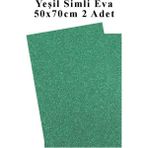 Mikasso Yeşil Simli Eva 50X70 cm 2 Adet Simli Eva Süngeri Okul Kreş Anasınıfı Elişi Etkinlikleri - Çok Renkli