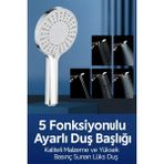 Mikasso Yüksek Basınçlı 5 Fonksiyonlu Duş Başlığı – Ayarlanabilir Lüks Banyo Başlığı Gümüş Eva / Pvc