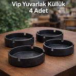Mikasso Yuvarlak Küllük Oto Araba Ev Küllük 4 Adet Plastik Siyah Yuvarlak