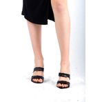 mikay shoes Çift Kurdaleli Şık Şeffaf Topuklu Terlik