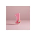 Miki & Miki Pembe Simli Pasta Mumu Doğum günü mum 1 yaş Balon Konsept