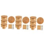Mikikit 12 Ahşap Sapı Çekmece Çeker Gardırop Kapı Kolları Şifoniyer Kolları Hasır Dokuma Çeker Mobilya Kolları Dolaplar Ve Çekmeceler Için Kulplar Rattan Parçası