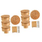 Mikikit 8 Ahşap Saplı Hasır Dokuma Dresser Kolları Dolap Kapı Kolları Mobilya Kolları Hasır Dokuma Çeker Mutfak Dolap Kolları Kapı Kolları Dolapları Boho Çekmece Rattan