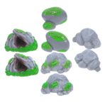 Mikikit 8pcs Simülasyon Minyatür Kaya Mini Bahçe Süsleri Reçine Takliti DIY Terrarium Micro Peyzaj Aksesuarları İçin Moss Taş Peri Bahçe Dekorasyonları