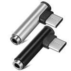 Mikikit Çekirdek Tipi Adaptör Seti 2 Paket Tip C Kulaklık Adaptörü Dik Açı Usb-cden 3 5 Mmye Dönüştürücü Kompakt Ses Kablosu Kulaklık Dönüştürücü Telefon Için