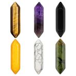 Mikiuly Şifalı kristal taş seti, altıgen şifalı kristal seti, değerli taşlar, çakra taşları, ametist obsidiyen kaplan gözü şifa taşları, kolye ucu, dekorasyon, hediyeler, meditasyon, 6 adet