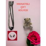 Mıknatıslı Çift Ruh İkizi Gümüş Kaplama Taşlı Kolye Anneler Ve Sevgililer Günü Peluş Ayıcık Hediye