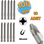 Mıknatıslı Pozidriv Bits Uç Pz2 100 Mm 10'Lu Set Kutulu Manyetik 1/4" Matkap Ucu 10 Cm
