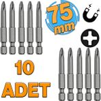Mıknatıslı Yıldız Ph2 Bits Uç 75 Mm 10'Lu Set Kutulu Manyetik 1/4" Matkap Ucu 7.5 Cm Uzunluk
