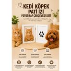 MİKOPET Kedi Köpek Pati İzi ve Fotoğraf Çerçevesi Seti | Mürekkepsiz Baskı Kiti Dahil | Evcil Hayvan Anı Çerçevesi