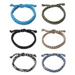 Mikovivi 6 adet Paracord arkadaşlık bilekliği, çok renkli ayarlanabilir erkek örgülü arkadaşlık bilezikleri genç çorap dolguları Paracord örgülü bilezikler açık hava kamp tırmanma için, Medium,
