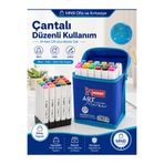 Mikro Art 24'lü Profesyonel keçeli kalem Marker Seti - Özel Çantalı Çift Uçlu İnce ve Kalın Kesik Uçlu Mimari Çizim ve Boyama Kalemleri