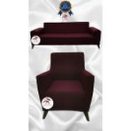 Mikro Lastikli Kaymaz Elastik Koruyucu Giydirme Koltuk Örtüsü - Bordo - 3+1 (2 Parça Set) - 10 x 10 cm