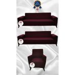 Mikro Lastikli Kaymaz Elastik Koruyucu Giydirme Koltuk Örtüsü - Bordo - 3+3+1 (3 Parça Set) - 10 x 10 cm
