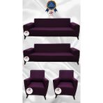 Mikro Lastikli Kaymaz Elastik Koruyucu Giydirme Koltuk Örtüsü - Fuşya - 3+3+1+1 (4 Parça Set) - 10 x 10 cm