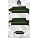 Mikro Lastikli Kaymaz Elastik Koruyucu Giydirme Koltuk Örtüsü - Haki Yeşili - 3+3+2 (3 Parça Set) - 10 x 10 cm