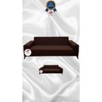 Mikro Lastikli Kaymaz Elastik Koruyucu Giydirme Koltuk Örtüsü - Kahverengi - 3+2 (2 Parça Set) - 10 x 10 cm