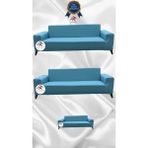 Mikro Lastikli Kaymaz Elastik Koruyucu Giydirme Koltuk Örtüsü - Mavi - 3+3+2 (3 Parça Set) - 10 x 10 cm