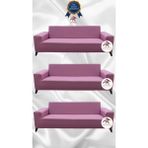 Mikro Lastikli Kaymaz Elastik Koruyucu Giydirme Koltuk Örtüsü - Pudra - 3+3+3 (3 Parça Set) - 10 x 10 cm