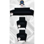 Mikro Lastikli Kaymaz Elastik Koruyucu Giydirme Koltuk Örtüsü - Siyah - 3+1+1 (3 Parça Set) - 10 x 10 cm