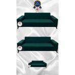 Mikro Lastikli Kaymaz Elastik Koruyucu Giydirme Koltuk Örtüsü - Zümrüt Yeşili - 3+3+2 (3 Parça Set) - 10 x 10 cm