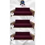 Mikro Lastikli Kaymaz Elastik Koruyucu Kolsuz Koltuk Örtüsü - Bordo - 3+3+3 (3 Parça Set) - 10 x 10 cm