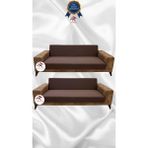 Mikro Lastikli Kaymaz Elastik Koruyucu Kolsuz Koltuk Örtüsü - Kahverengi - 3+3 (2 Parça Set) - 10 x 10 cm