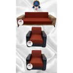 Mikro Lastikli Kaymaz Elastik Koruyucu Kolsuz Koltuk Örtüsü - Kiremit - 3+1+1 (3 Parça Set) - 10 x 10 cm