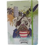 Mikro Sert Kapaklı A5 Lastikli 80 Yp 160 Sayfa Çizgili Defter - Renkli Kenarlı ( Kapak : Korsan Pipolu Pug Köpek