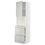 Mikrodalga Fırın Boy Dolabı, Havstorp Açık Gri, 60X60X220 Cm, 1 Kapaklı, 3 Çekmeceli